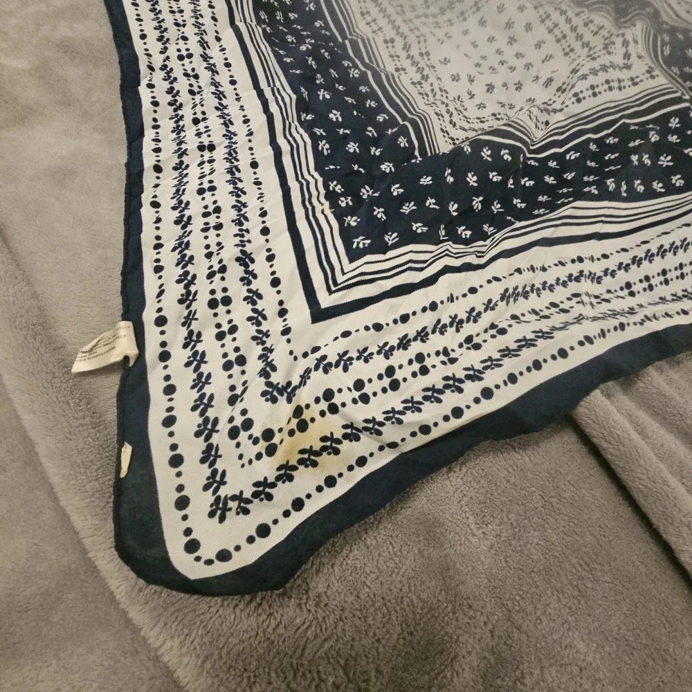 Blue Printed Scarf‎ Made In Italy Polyester Square Scarf